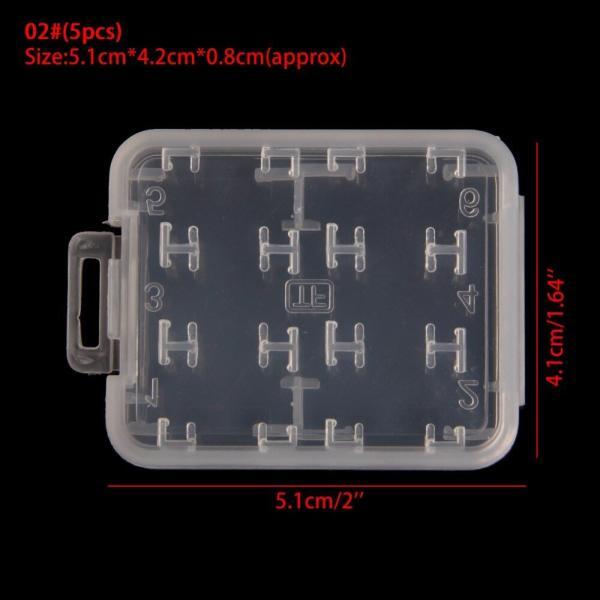 5 pcs 8 em 1 plástico transparente SD SDHC cartão de memória standard SDHC caixa de cartão de memória 3