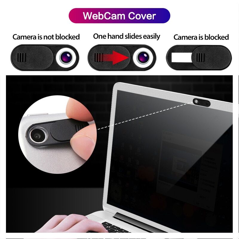 3x Tapa Deslizante WebCam Privacidad Cubierta de Camara Telefono Portatil  Negra