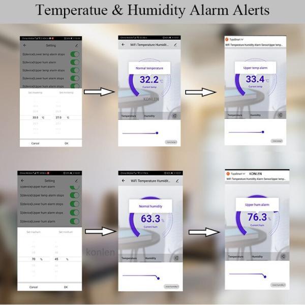 Detector de temperatura e umidade KONLEN para sensor residencial com termômetro e higrômetro 3