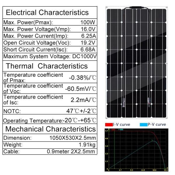 Panel Solar monocristalino Flexible 12V 600W 100W 200W 300W 400W 500W resistente al agua el mejor 3