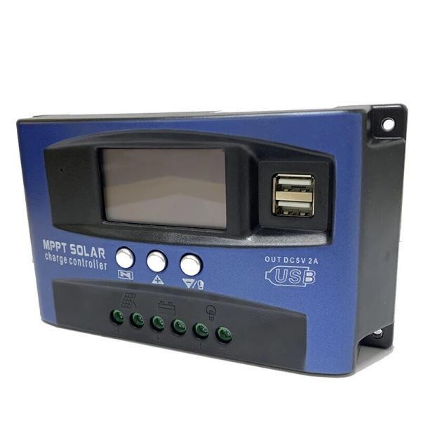 Controlador de carga solar automático com ecrã LCD Controlador de carga solar duplo USB 12V 24V 3