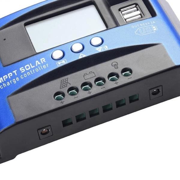Regulador Solar autom tico con pantalla LCD controlador de carga Solar con doble USB 12V 24V 4