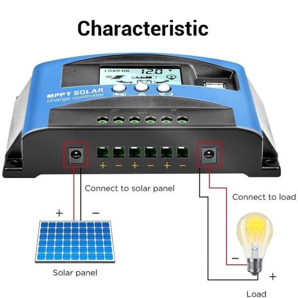 Automatic Solar Regulator with LCD Display Solar Charge Controller with Dual USB 12V 24V 5