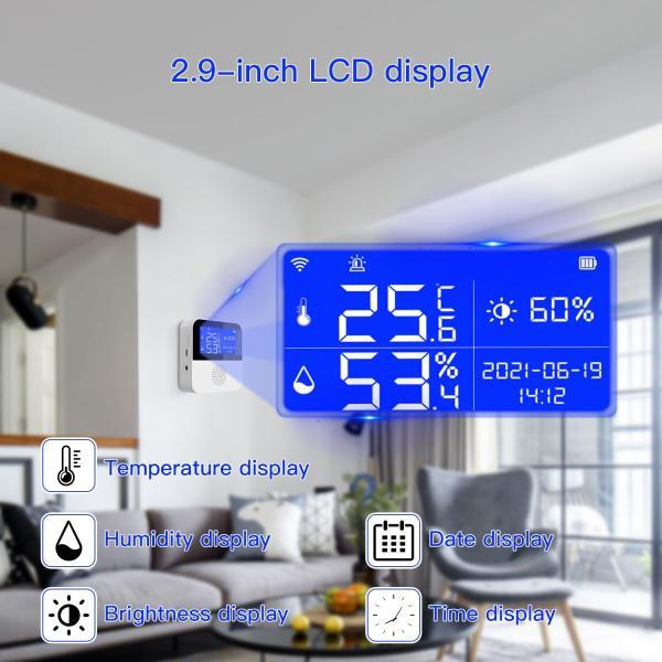 Tuya Sensor inteligente de humidade e temperatura para a casa, medidor de segurança interior 2