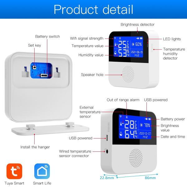 Tuya Smart Home Temperature Humidity Sensor Indoor Security Hygr Meter 4