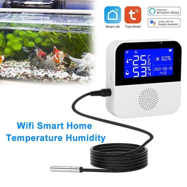 Termómetro higrómetro ACJ termómetro wifi de aquário doméstico com alarme e aplicação Tuya