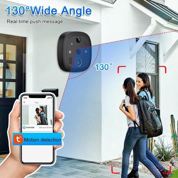 WSDCAM Tuya WiFi Smart Doorbell Video Peephole with 2 Camera