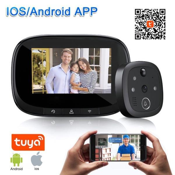 WSDCAM Tuya WiFi Smart Doorbell Video Peephole with 4 Camera