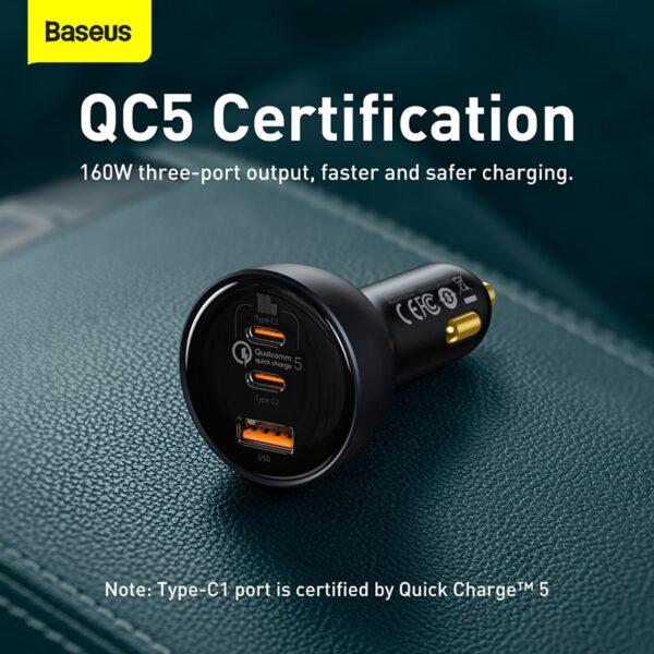 Baseus 5 0 W QC 160 car charger fast charge PPS PD3 0 1
