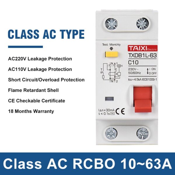 Disjuntor de corrente residual MCB RCCB RCD tipo A AC RCBO DPNL proteção contra vazamento 1