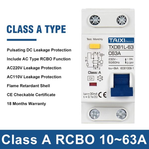 Disjuntor de corrente residual MCB RCCB RCD Tipo A AC RCBO DPNL Proteção contra vazamento 2