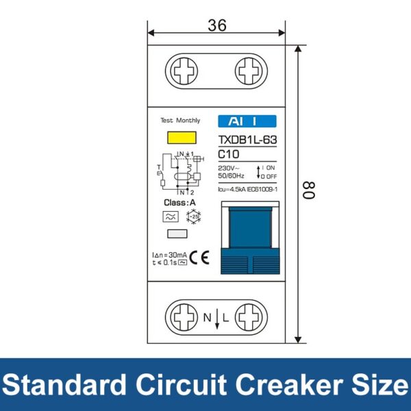 Type A Residual Current Circuit Breaker RCCB MCB RCBO 1P N 10A 16A 20A 32A 40A 3