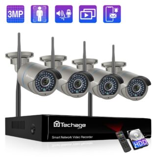 Techage H.265 8 channel 3MP Techage H.265 NVR motion detection outdoor video surveillance system