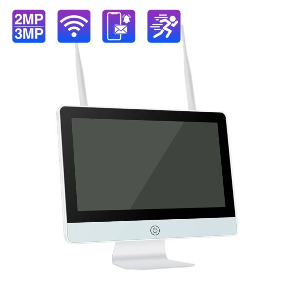 Wifi NVR com ecrã LCD de 12'' P2P H.265 8CH Techage