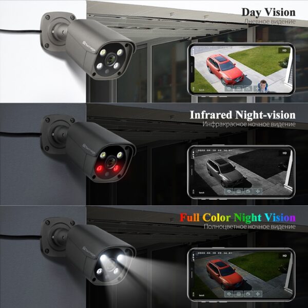 Sistema de câmeras de segurança Techage CCTV Kit de vigilância por vídeo ao ar livre câmera IP 2