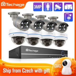 POE sistema de cámaras de seguridad Techage CCTV de detección humana 3MP H.265 8MP NVR