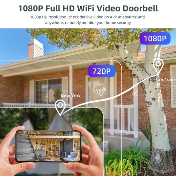 Timbre inteligente con WiFi para el hogar mirilla con c mara de seguridad de 1080P Audio 3