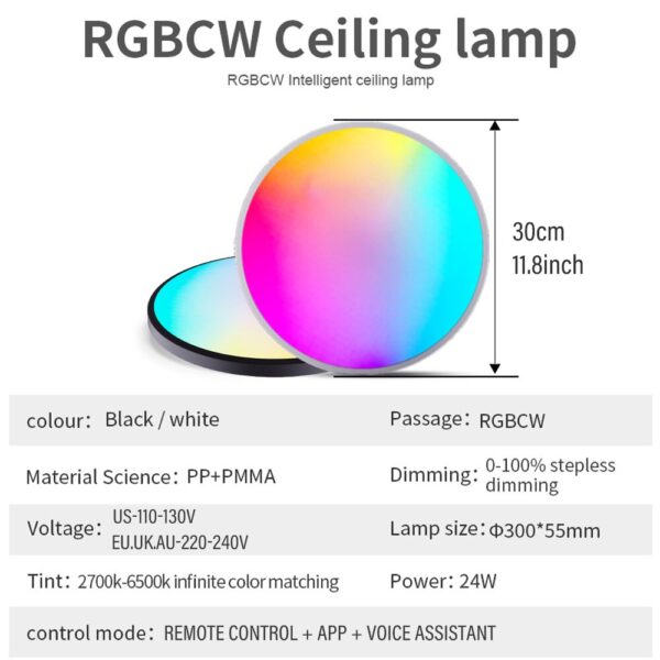 L mpara Inteligente Redonda para el Techo Iluminaci n Led Conexi n a Wifi RGBCW Regulable 2