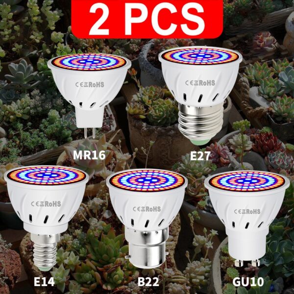 2 unidades de lâmpada led para planta UV espectro completo 220 V B22 E27 MR16 E14 GU10