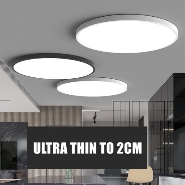 Luminária de teto LED ultrafina para sala de estar moderna com 5 painéis de luz de teto