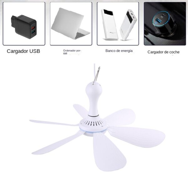 USB Powered 6 Blade Quiet Ceiling Fan for Camping Bed Tent 1